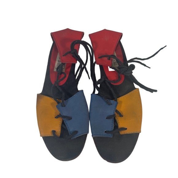 Tino Taschieri per Effebi Italian Multicolor Leather Lace Up Sandals Size 38 - Picture 1 of 8
